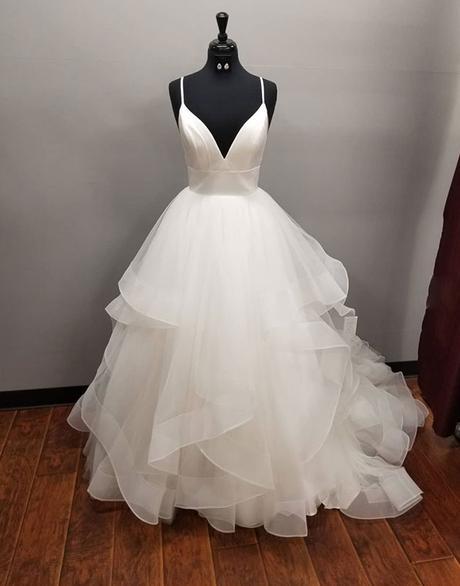 Long A-line V-neck Tulle Backless Wedding Dress – BIZTUNNEL