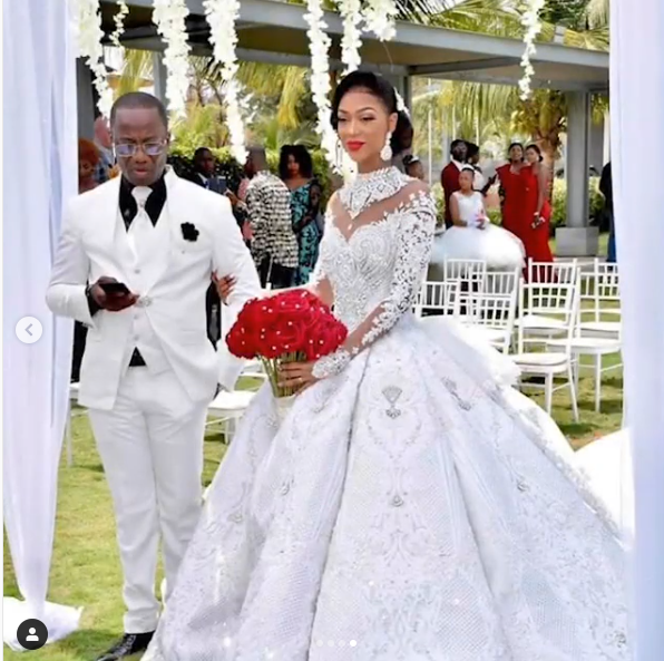 
                  
                    Long Ball Gown High Neck Sparkle Applique Satin Wedding Dress with Sleeves-BIZTUNNEL
                  
                