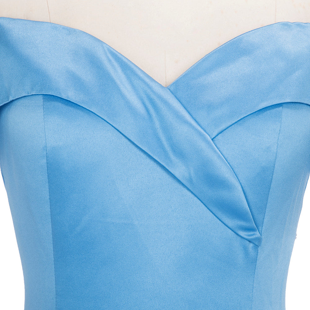 
                  
                    Long Ball Gown Off-shoulder Satin Blue Prom Dresses with Slit-BIZTUNNEL
                  
                