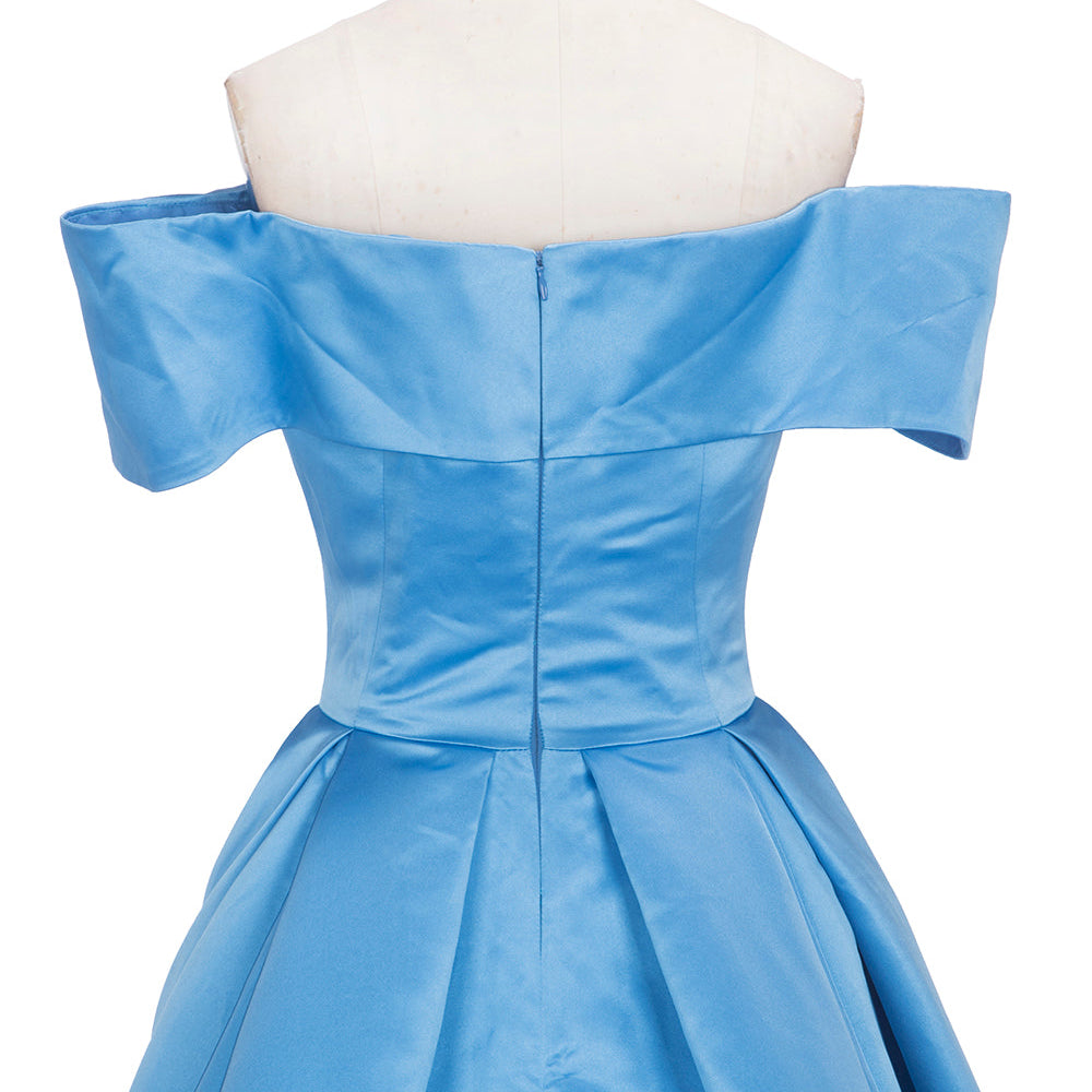 
                  
                    Long Ball Gown Off-shoulder Satin Blue Prom Dresses with Slit-BIZTUNNEL
                  
                