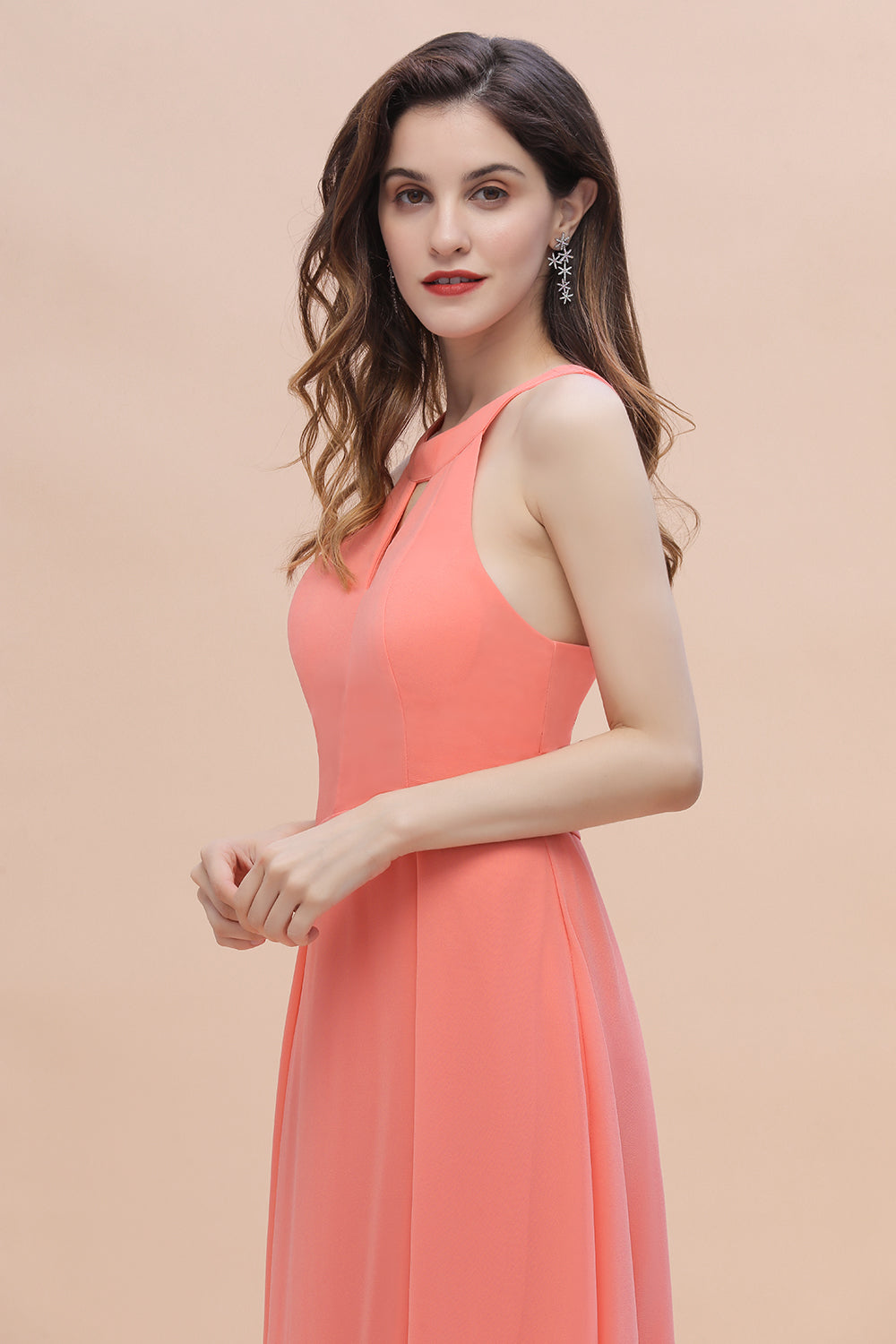 Long Halter Wedding Guest Dress Charming A-Line Chiffon Bridesmaid Dress Long Halter Wedding Guest Dress Charming A-Line Chiffon Bridesmaid Dress