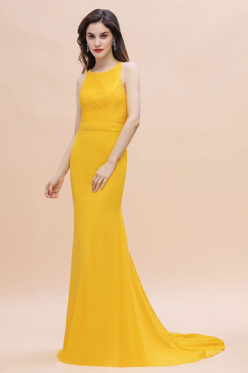 long mustard yellow bridesmaid dresses Modest Mormon Mustard Yellow Satin Bridesmaid Dresses Long Sleeves