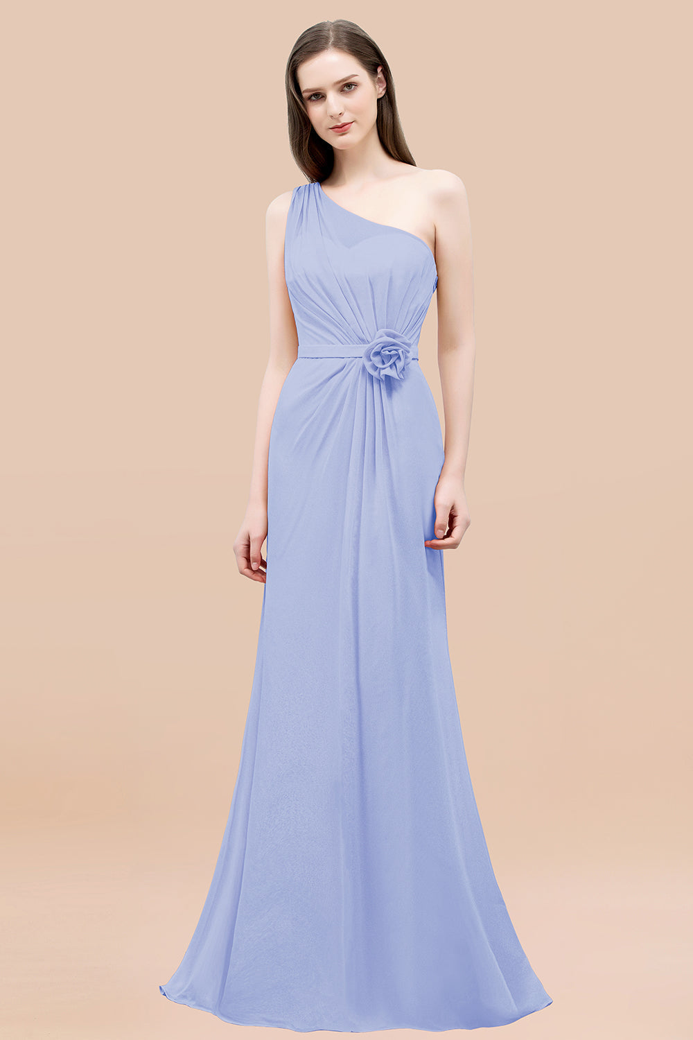 Long Mermaid One shoulder Ruffled Chiffon Bridesmaid Dresses with Flow BIZTUNNEL Long Mermaid One shoulder Ruffled Chiffon Bridesmaid Dresses with Flow BIZTUNNEL