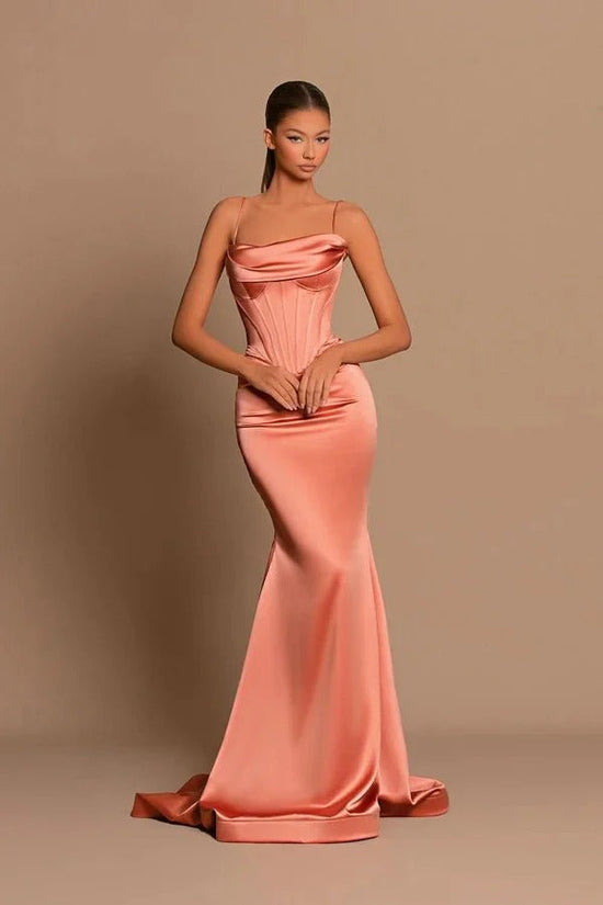 Elegant Beaded Mermaid Prom Dress with Spaghetti Straps, Long Formal Gown main image 1