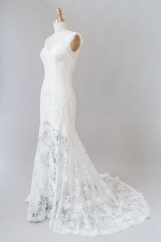 Charger l&amp;#39;image dans la galerie, Long Mermaid Sweetheart Lace Backless Wedding Dress-BIZTUNNEL
