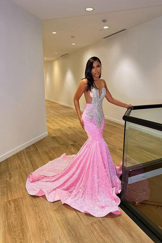 sequin tulle mermaid dress Long Mermaid Sweetheart Luxurious Sequin Tulle Backless Prom Dress