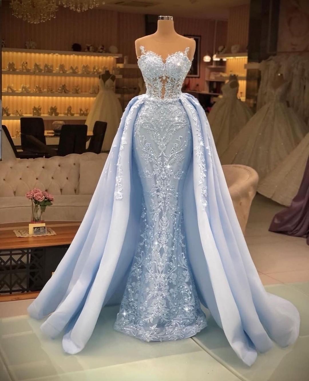 Tulle One Shoulder Scoop Open Back Mermaid With Crystal Sweep Train Prom Dresses main image 1