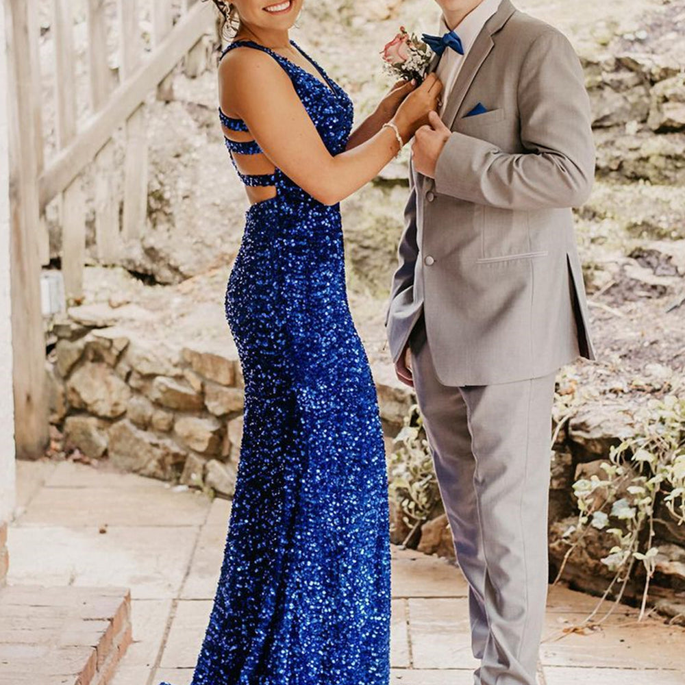 backless prom dress with slit Beaded Backless Dress With Slit 48073