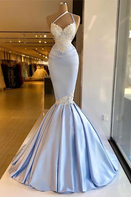 Load image into Gallery viewer, Long One Shoulder Mermaid Prom Dress with Appliques Lace-BIZTUNNEL
