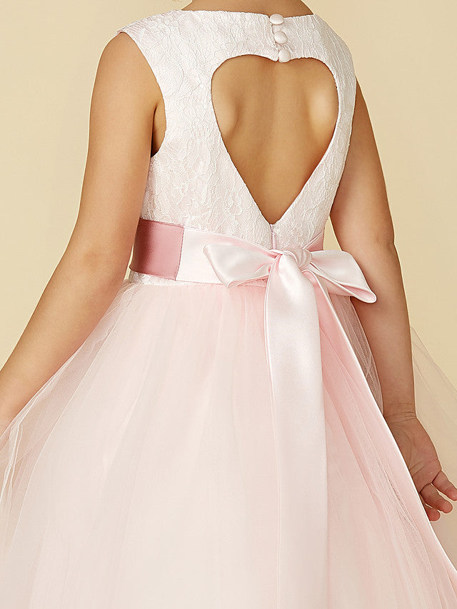 Luxury Satin Delicate Flower Girls Dress Elegant Princess Gown for Wedding