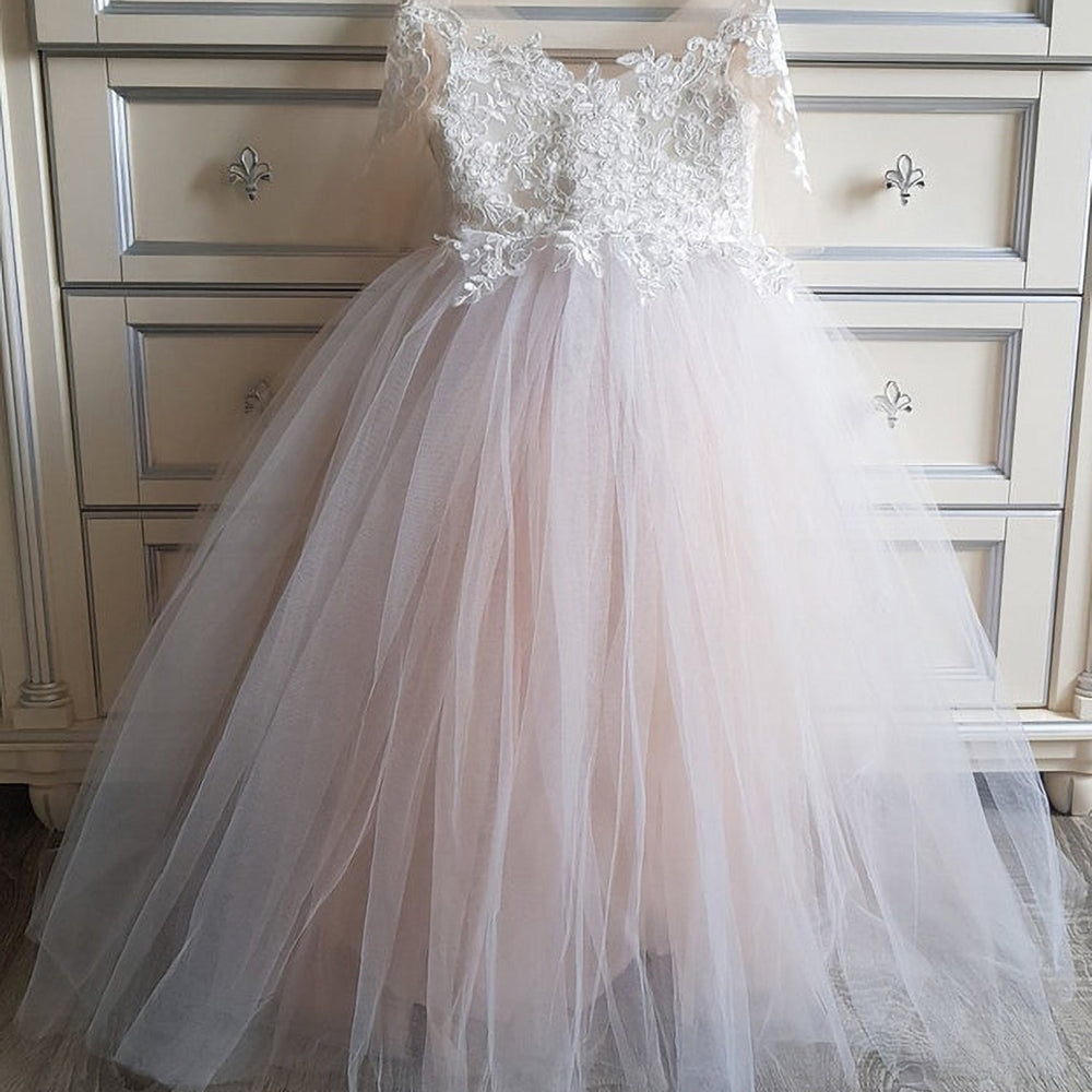 boho flower girl dresses long sleeve Celine Long Sleeve Blush Pink Flower Girl Dress