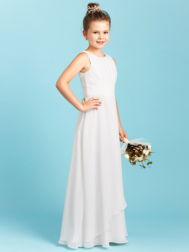 Long Sheath Jewel Neck Flower Girl Dresses Open Back Chiffon Junior Br BIZTUNNEL Long Sheath Jewel Neck Flower Girl Dresses Open Back Chiffon Junior Br BIZTUNNEL