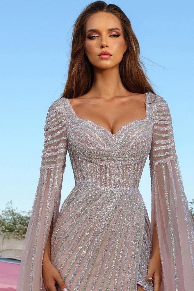
                  
                    Biztunnel Long Sleeves Sweetheart Sequined Formal Evening Dresses
                  
                