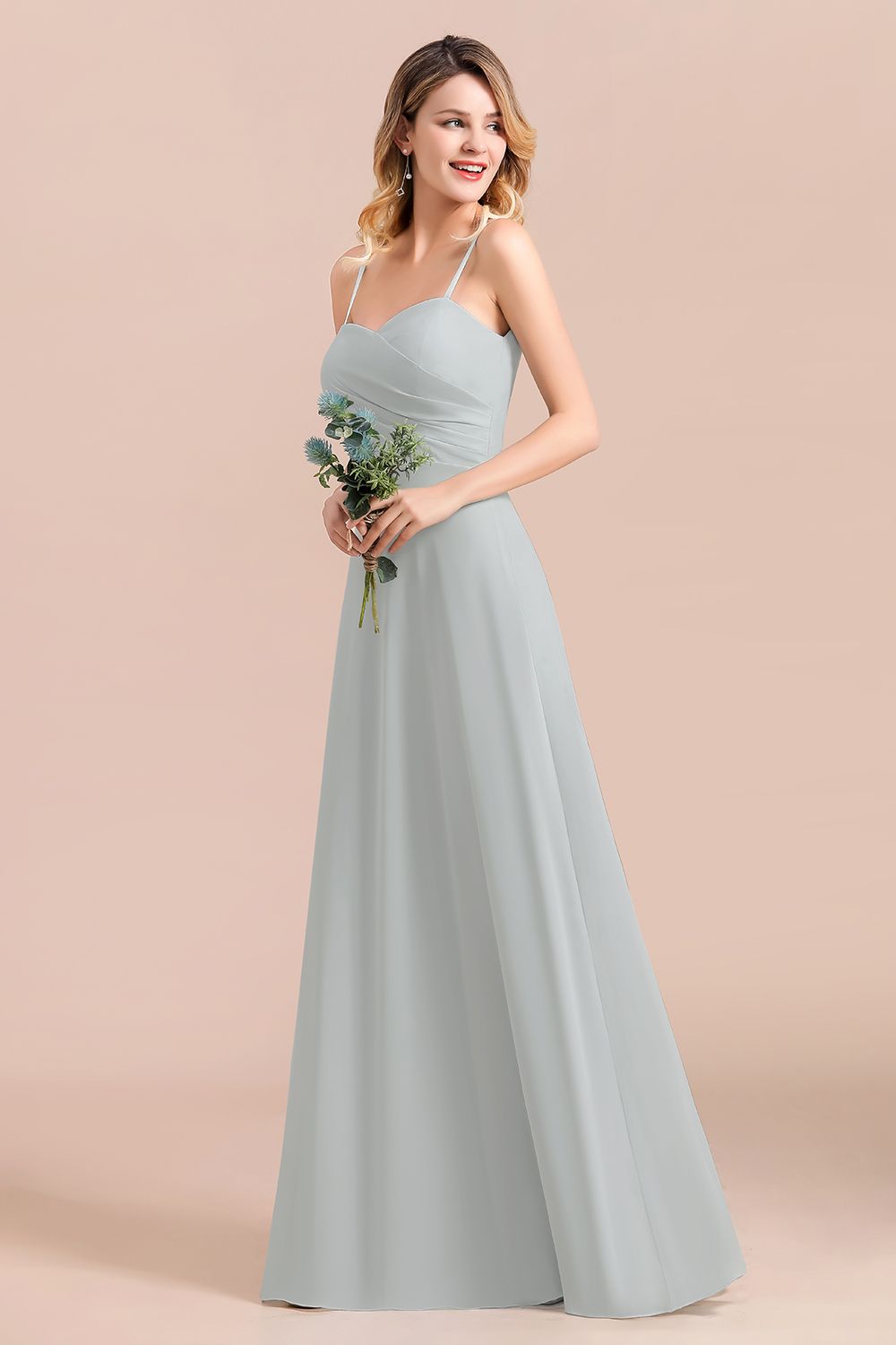 Carregar imagem no visualizador da galeria, Long Sweetheart Chiffon Wedding Guest Dress A-Line Bridesmaid Dress-BIZTUNNEL
