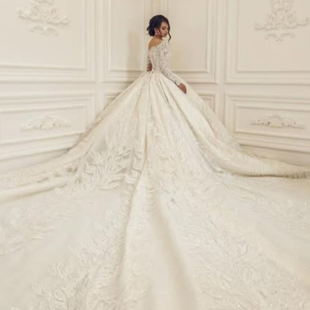 
                  
                    Biztunnel Luxurious Off-the-Shoulder Long Sleeves Ball Gown Wedding Dress
                  
                
