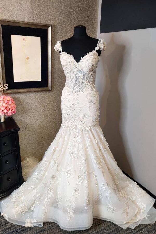 Fashion Jewel Sleeveless Mermaid Lace Backless Wedding Dresses main image 1