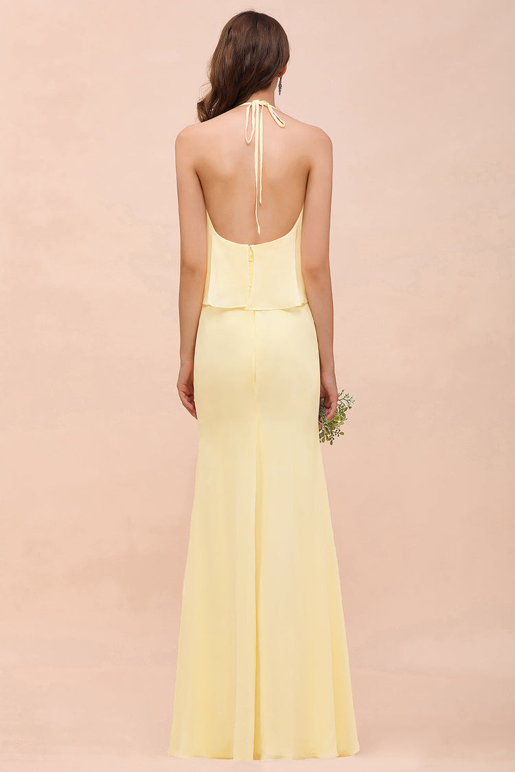 Sara Halter Ruched Long Chiffon Bridesmaid Dresses main image 0