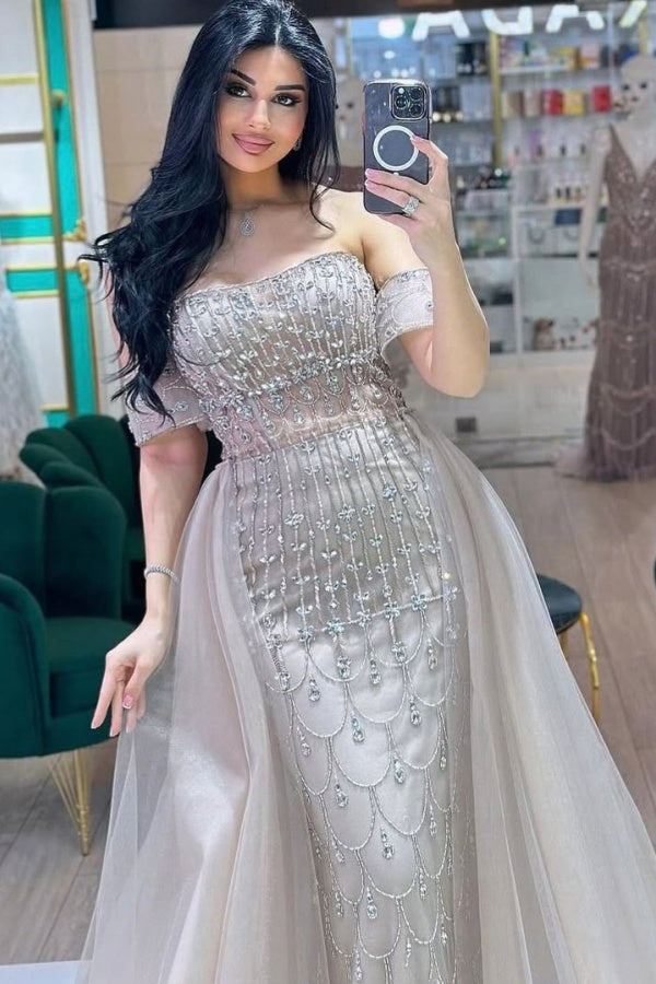 
                  
                    Long Mermaid Off-the-Shoulder Formal Evening Dresses with Side Train
                  
                