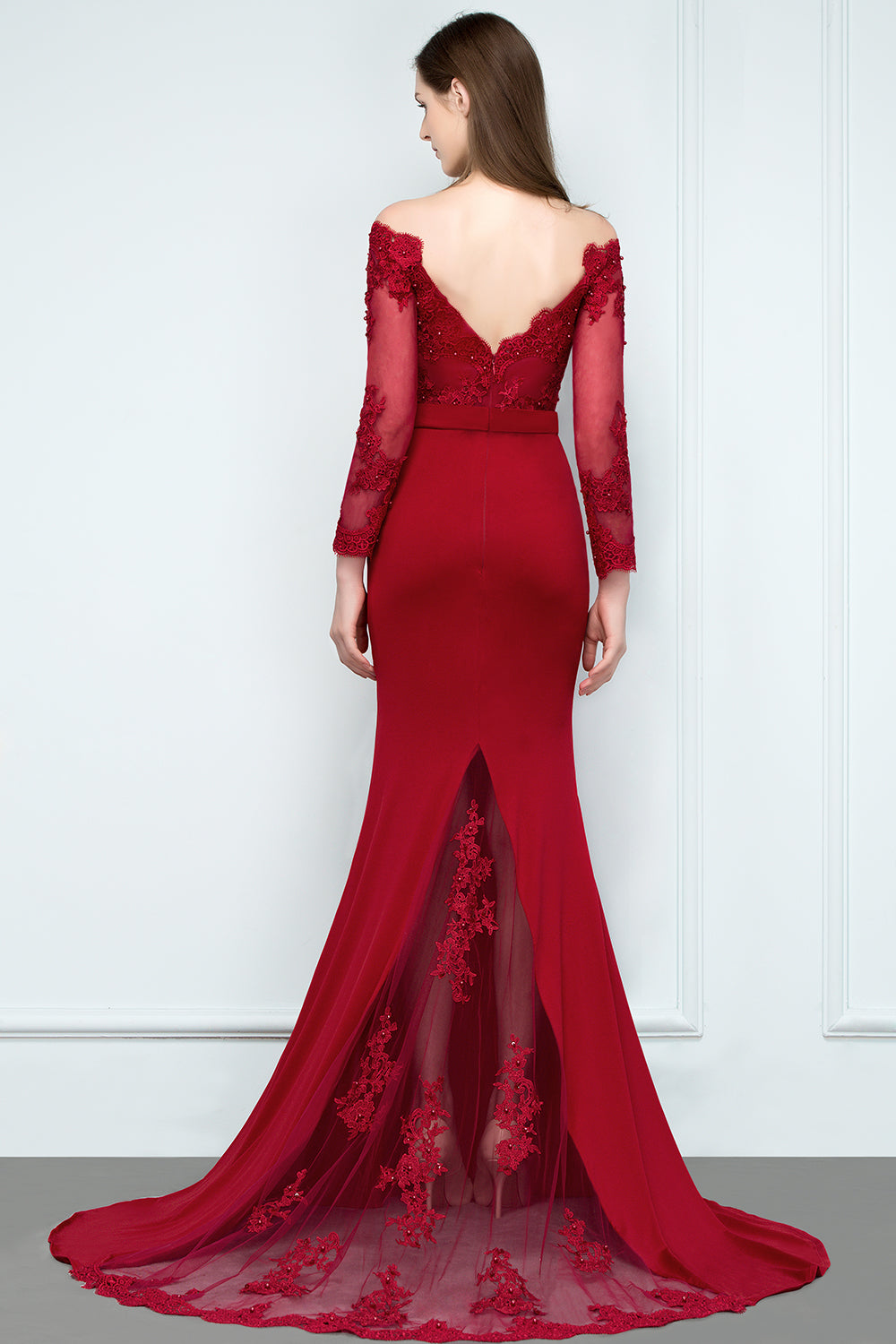 Pink Mermaid Off Shoulder Side Slit V-neck Cheap Long Bridesmaid Dresses,WG1370