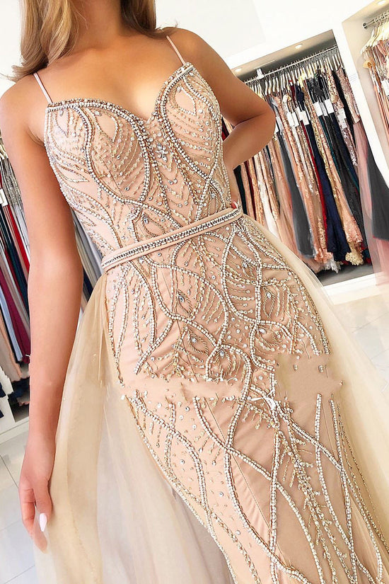 Load image into Gallery viewer, Mermaid Sweetheart Beading Long Prom Dress With Tulle Train-BIZTUNNEL
