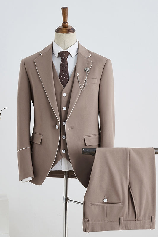 Haroid Modern Champagne Notched Lapel Three Pieces Prom Suits For Men