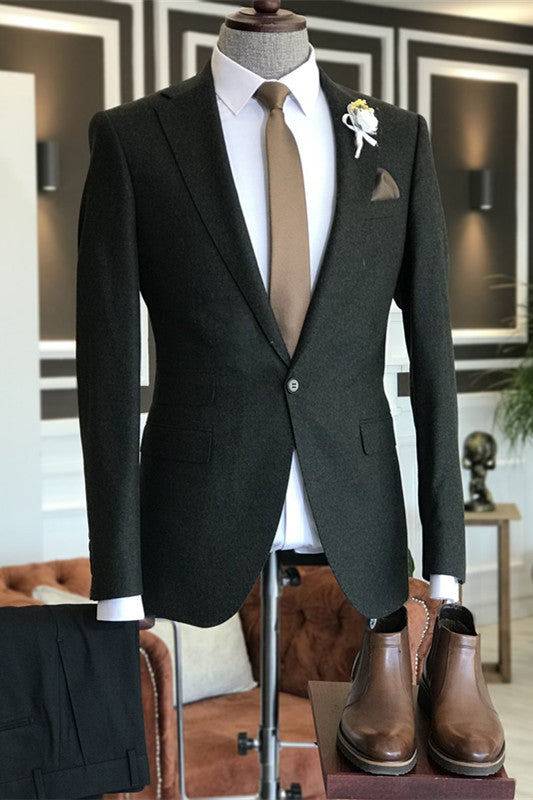 Booth Modern Dark Green Notched Lapel Men Suits For Prom