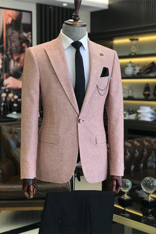 Adolph Modern Dusty Pink Peaked Lapel Two Pieces Prom Suits For Men