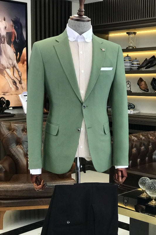 Angelo Modern Jade Notched Lapel Two Pieces Men Suits For Prom