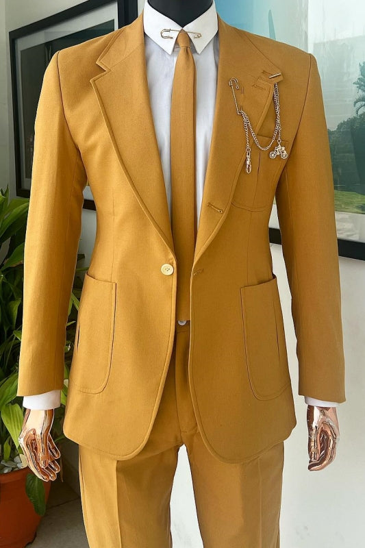Clifford Modern Yellow Notched Lapel Two Pieces Prom Suits