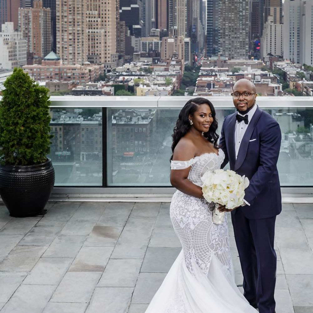 
                  
                    Modest Plus Size Long Mermaid Off-the-Shoulder Lace Wedding Dresses-BIZTUNNEL
                  
                