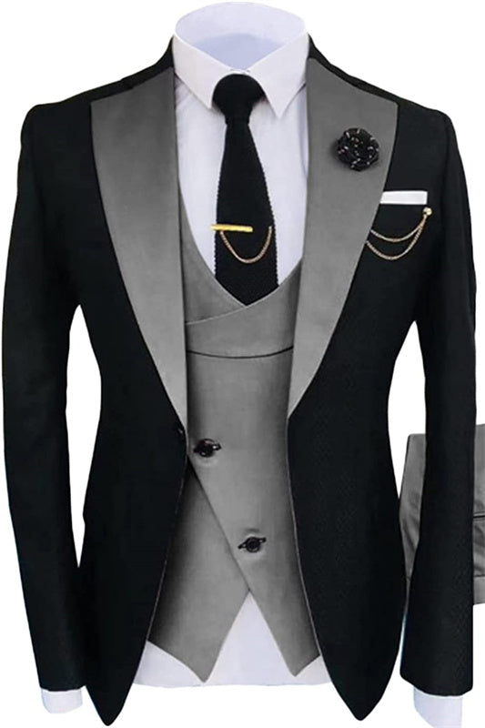 Nolan Newest Gray Shawl Lapel Three Pieces Prom Suits