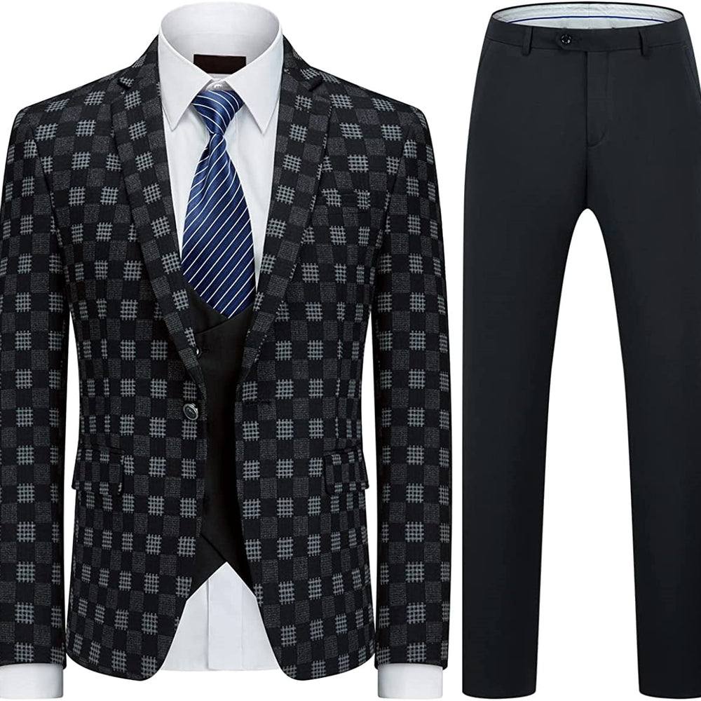 
                  
                    Parker Fancy Black And Gray Plaid Three Pieces Men Suits For Business
                  
                