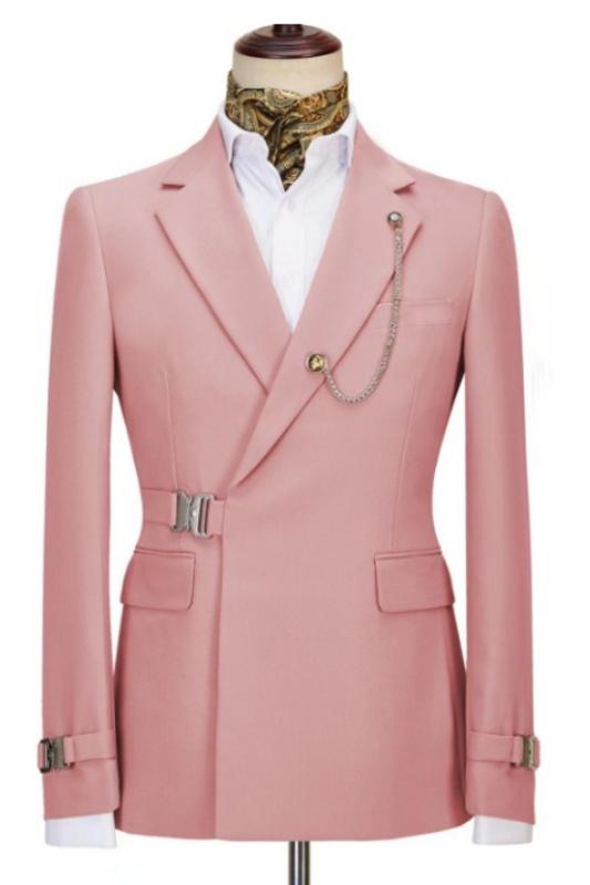 Fashion Pink One Button Close Fitting Notched Lapel Prom Men Suits