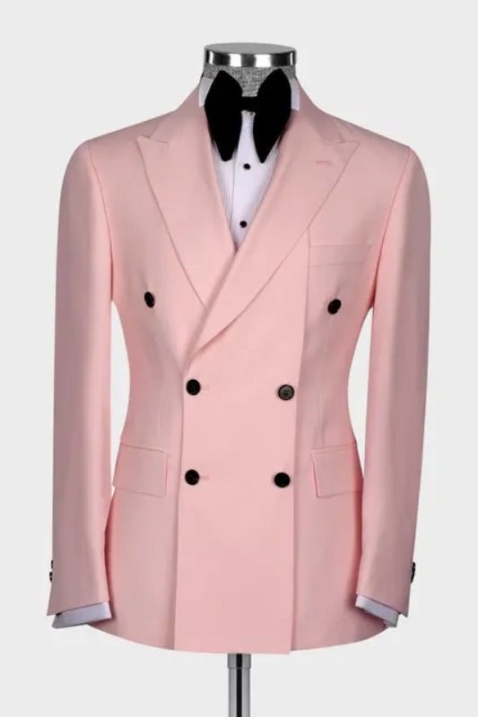 Albert Pink Peaked Lapel Double Breasted Fancy Prom Suits