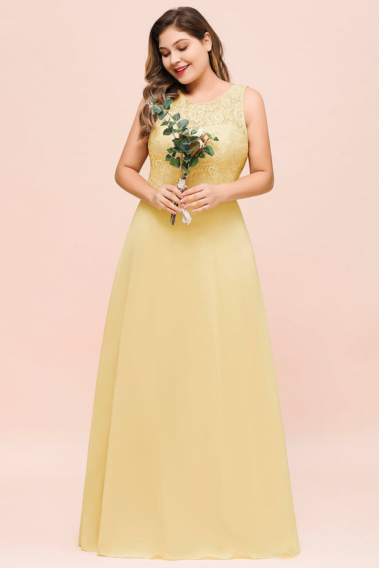 Strapless Simple Chiffom Maxi Bridesmaid Dresses Daffodil Plus Size main image 1