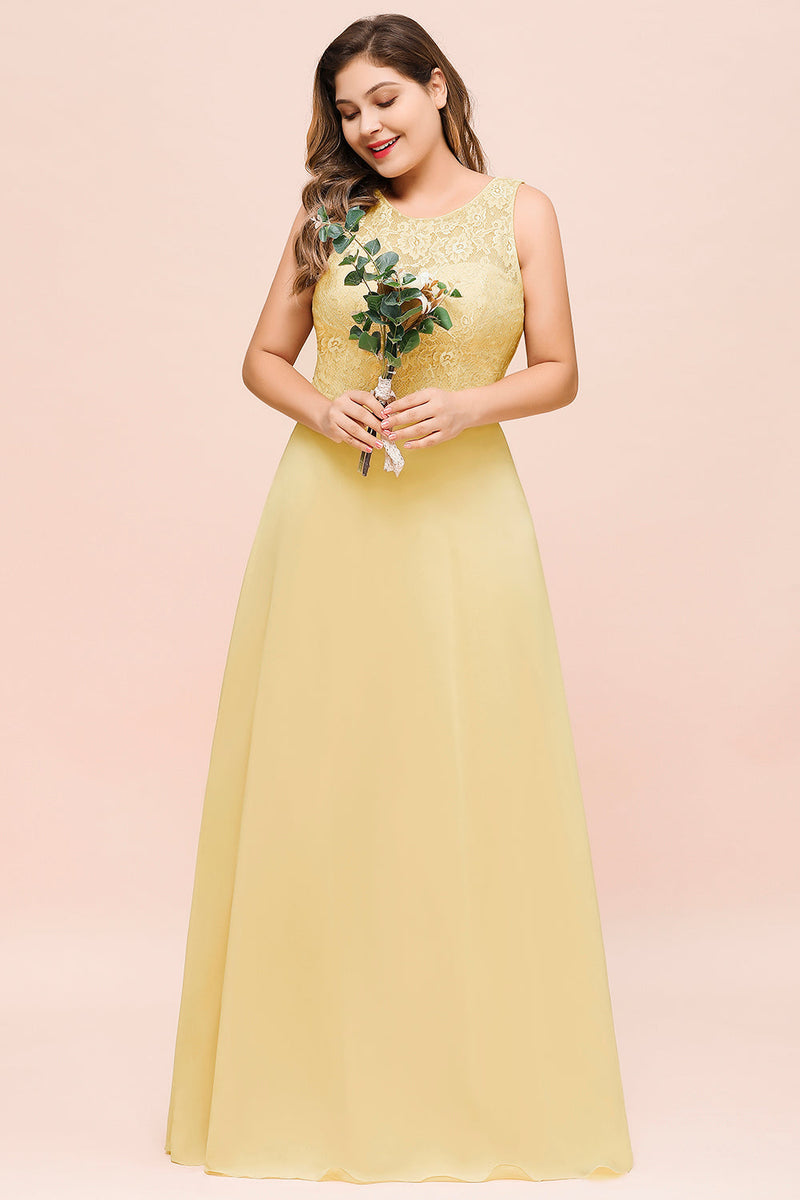 Pleated Bodice Chiffon Full Length Gowns Daffodil Plus Size