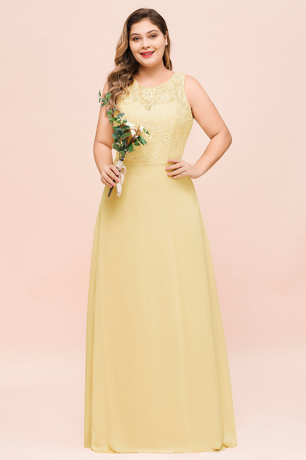 Halter V-neck Short Lace Dresses Daffodil Plus Size