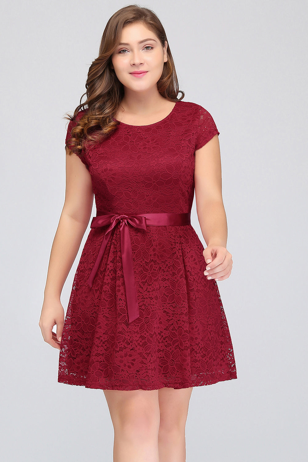 knee length dresses for ladies Kiyonna Plus Size Starry Sequin Lace Cocktail Dress - Sapphire