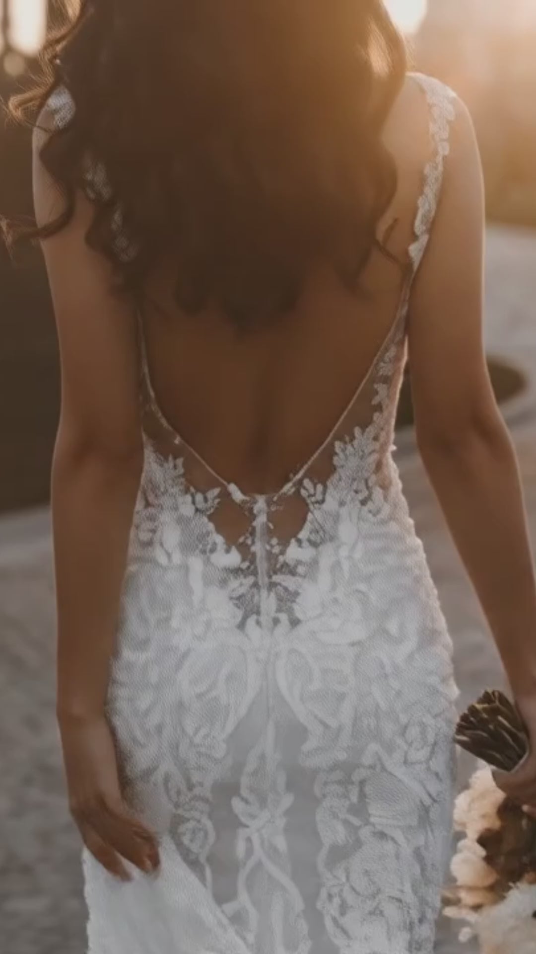 Glamorous Long Mermaid V-neck Lace Wedding Dress