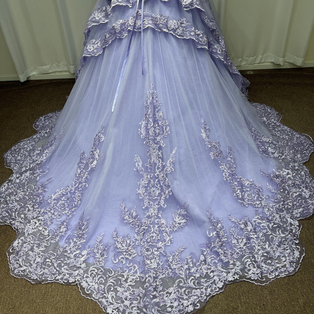 
                  
                    Purple Long Strapless Sequined Ball Gown Evening Dresses with Bow
                  
                