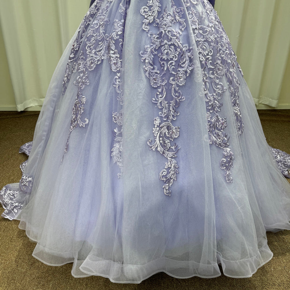 
                  
                    Purple Long Strapless Sequined Ball Gown Evening Dresses with Bow
                  
                