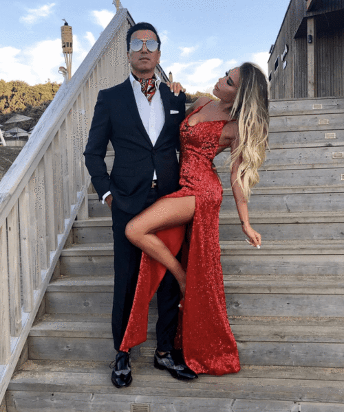 Red Long V-neck Sequin Backless Mermaid Prom Dress with Slit-BIZTUNNEL