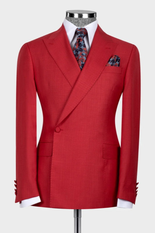 Maximilian Red Peaked Lapel Wedding Men Suits
