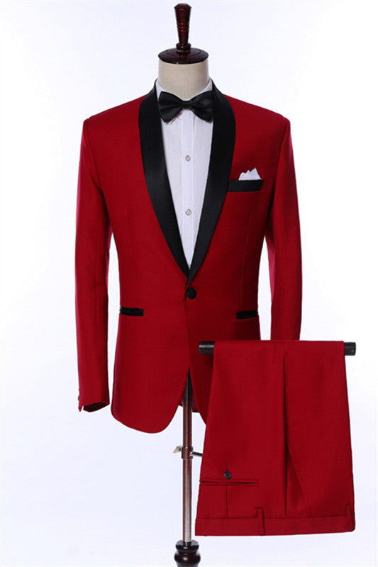 Darnell Fashion Red Shawl Lapel Twp Pieces Wedding Suits For Men