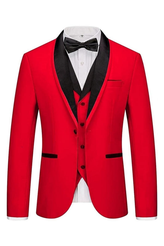 Gabriei Fancy Red Three Pieces Shawl Lapel Men Suits For Wedding