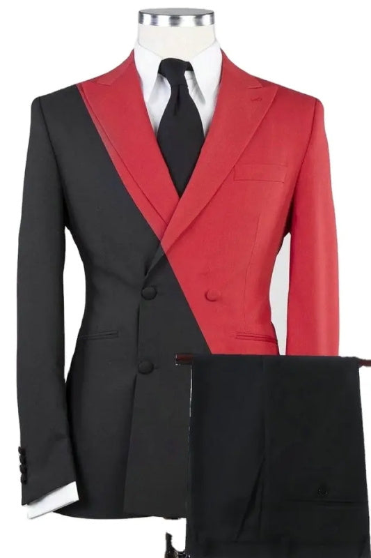 Reeves Fancy Red Peaked Lapel Double Breasted Prom Suits