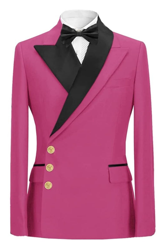 Alvin Fancy Rose Red Peaked Lapel Men Suits For Prom