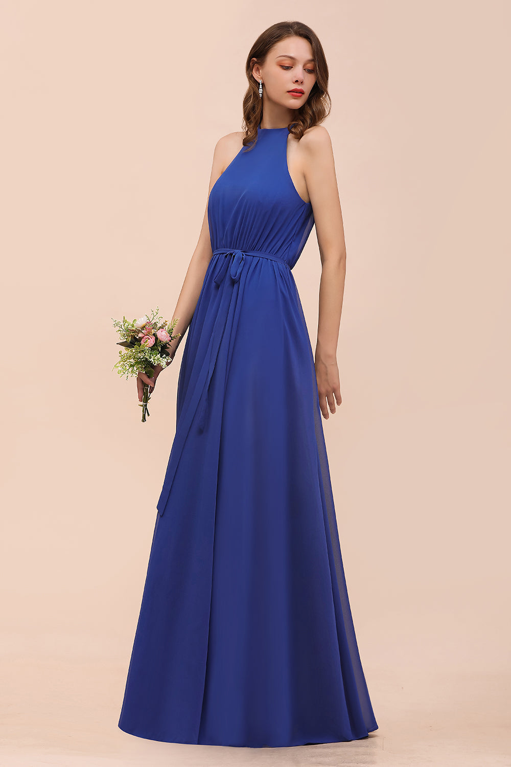 wedding bridesmaid dresses royal blue Simple Royal Blue Satin Off Shoulder Mermaid Long Custom Bridesmaid Dresses , BN1203