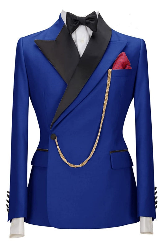 James Fancy Royal Blue Peaked Lapel Two Pieces Prom Suits