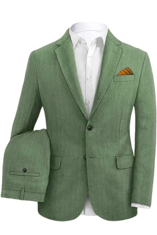 Larry Glamorous Sage Green Notched Lapel Two Pieces Prom Suits